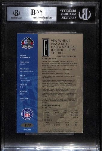 97 Роджър Штаубах - 1998 Ron Mix HOF Платина Футболни картички Autos (Звезда) С рейтинг на БГД Футболни топки С автографи