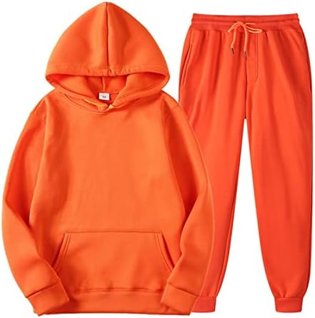 MMyydds Мъжки / дамски спортни дрехи и Качулки + Градинска дрехи, Костюми, Блузи, Спортни панталони (Цвят: Оранжев Костюм, Размер: Голям)