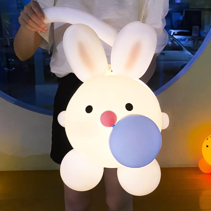 MJZH 地摊好货好玩创意儿童礼物手提发光卡通玉兔兔子气球灯笼diy材料