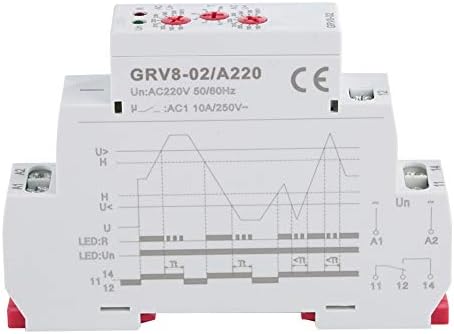 Keenso GRV8-02 Еднофазно Контролното реле, Регулируема Реле контрол на напрежението, Защита от пренапрежение, Реле за контрол на напрежение ac/dc A220V/D12V/ AD24-48V/ AD120-240V (GRV8-02/A220)