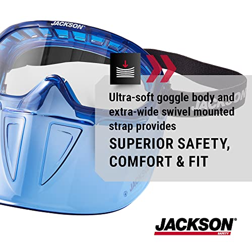 Защитни очила Jackson Safety GPL500 Премиум-клас, Синьо, Защитна маска с часовников механизъм глава 21000 и F4XP, Защитен Прическа с механизма на палеца, Прозрачно Противотуманно