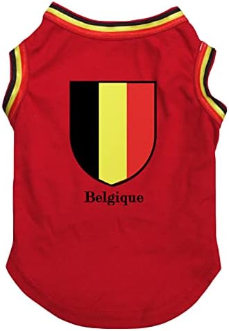 Тениска Petitebella с белгийски флаг за кученца Belgique (Червена, X-Small)