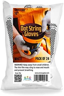 Плетени Ръкавици ABC String с точки на захващане 10 инча, Опаковка от 24 Бели Работници Памучни Ръкавици