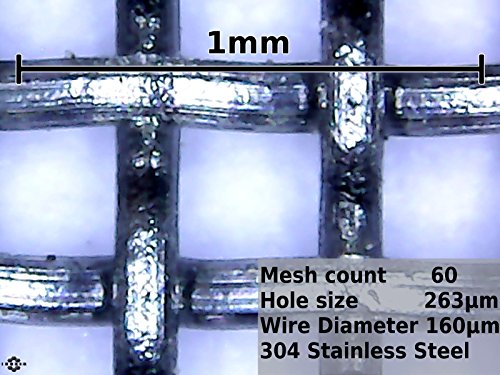Тъкани ячеистая мрежа, 60 клетки (неръждаема стомана 304L) – Апертура 0,26 mm – метод Иноксии Размерът на разреза: Проба