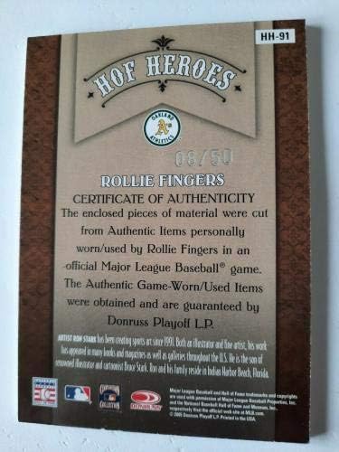 2005 Donruss Diamond Kings HOF Heroes HH-91 Rollie Пръст Auto/Реликва 08/50 ^ - Бейзболни картички с автограф