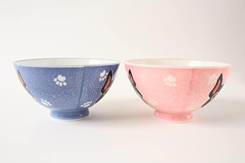 Прибори Mino Японската Керамични двойка Купа за ориз Френски Булдог Синьо и розово, направени в Япония (внос от Япония) MIG007