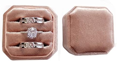 Осмоъгълна Кутия пръстени за Сватбената церемония Премия Антични Кутия за пръстените на 3 Слота, Реколта Кутия за Пръстени