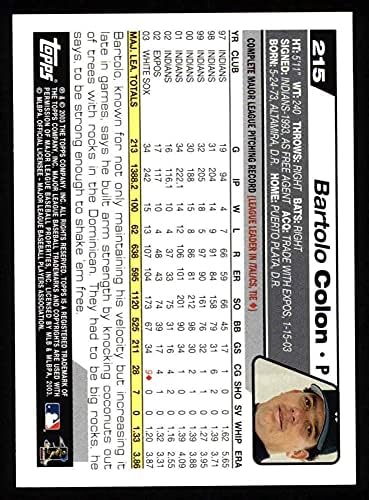 2004 Topps 215 Бартоло Колон Чикаго Уайт Сокс (Бейзболна картичка) NM/MT White Sox