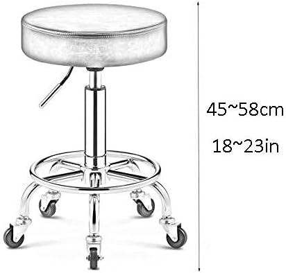 Регулируеми бар столове на колела, Регулируеми Бар столове с кафяви седалка от изкуствена кожа Регулируема височина 45-58