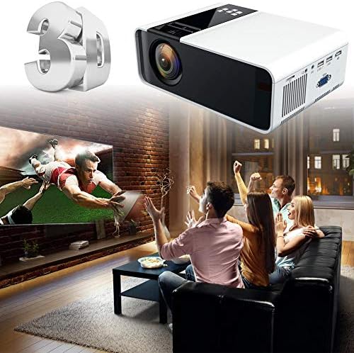 Мини Led проектор ASHATA, 1080P Led Проектор за домашно кино Ultra-HD, Портативен Интелигентен Проектор с вход HDMI USB VGA AV (Версия със същия екран 720P) 110-240 v (бял)