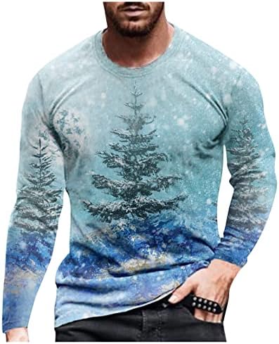XXBR, Мъжки ризи с дълъг ръкав Коледен войници, с принтом коледен Елен с изображение на коледно дърво, За тренировки,