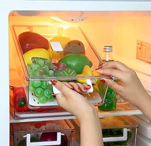 REFSAVER Контейнери За съхранение на храна в Хладилника, за Спестяване на продукти, Штабелируемый Хладилник, Кухненски Органайзер,