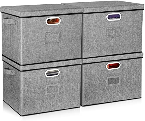 Сгъваеми Кутии за съхранение Lukeline Голям капацитет за съхранение с Капак и метална дръжка, Организаторите за