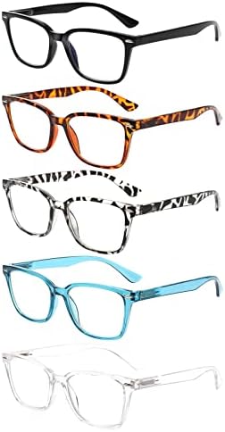 Дамски очила за четене Kerecsen, 5 опаковки, сини светозащитные ридеры, женски с кутия пролетта панти, компютърни