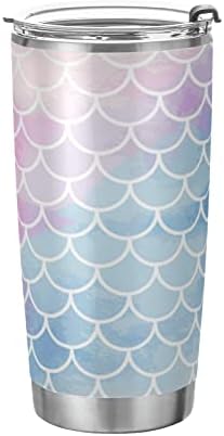 Геометричен чаша ALAZA Розово-Син цвят под формата на Люспи Русалка с Капаци и Соломинками, Многократно Чаша