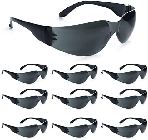 защитни очила с тонировкой amoolo на Едро от 24 парчета, Защитни слънчеви очила с защита от uv, устойчиви на надраскване и удар Тъмни Дымчатые лещи, идеални за строителст