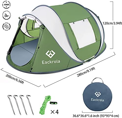 Палатка Eackrola на 2/4 човека, Моментално всплывающая палатка за къмпинг, Лесна Инсталация, Плажна Палатка, Подслон от