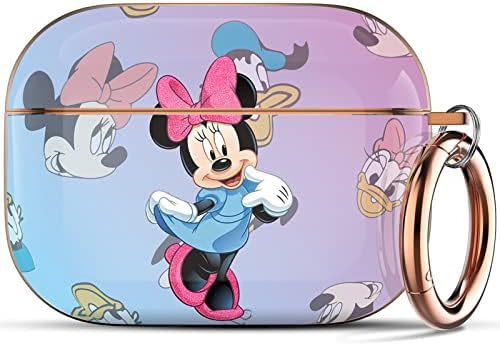 Калъф iQouda Minnie Mouse за Airpods Pro, предназначени за Airpods Pro 2-то поколение/калъф 1-во поколение (2022/2019) за Жени, Момичета, Деца, Пълен Защитен калъф с брелоком (розов)