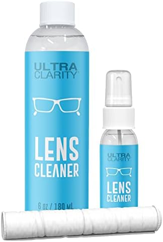 Спрей за почистване на лещи на очила Ultra Яснота 7 грама в опаковка, 1 унция спрей, 6 унции на чашите и микрофибър кърпа за