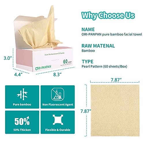 ORI-PANPAN Органично Бамбуковое Биоразлагаемое Кърпа за почистване на лицето за Еднократна употреба, Кърпички за