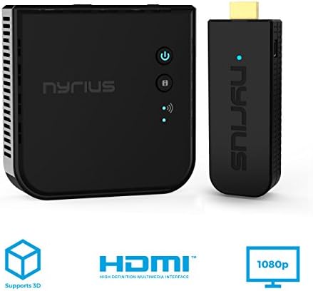 Безжичен предавател и приемник, HDMI Nyrius Aries Pro за поточно 3D видео в HD формат 1080p с лаптоп, КОМПЮТЪР, кабели, Netflix, YouTube, PS4, търтеи, професионален фотоапарат на HDTV / проекто