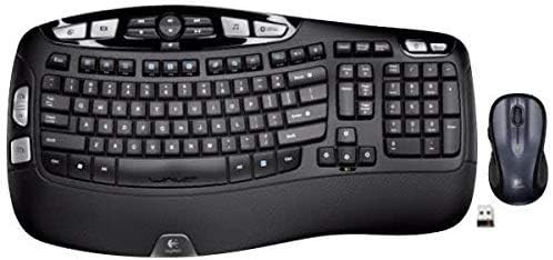 Комбинирана клавиатура и мишка Logitech MK550 Wireless Wave K350 — включва клавиатура и мишка, по-дълъг живот на батерията, ергономичен дизайн Wave с безжична мишка (с мишката)