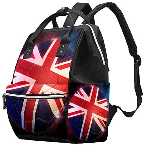 Футболен Флаг на Великобритания, Чанти-Тоут за Памперси, Раница за Мама, Чанта за Пелени с Голям Капацитет, Пътна Чанта