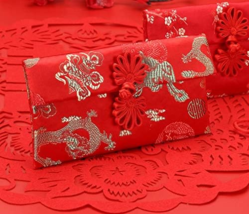 Копринени Червени Пликове, Празнични Червени Пликове с Китайското елемент Хунбао, Подарък Карта, Щастлива Китайска