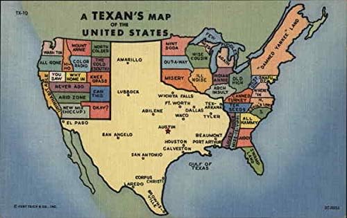 Тексас карта САЩ Карти Тексас Тексас истински Антични картичка