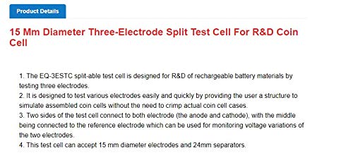 Трехэлектродная разъемная тест клетка с диаметър 15 мм за R&D Coin Cell (ai)