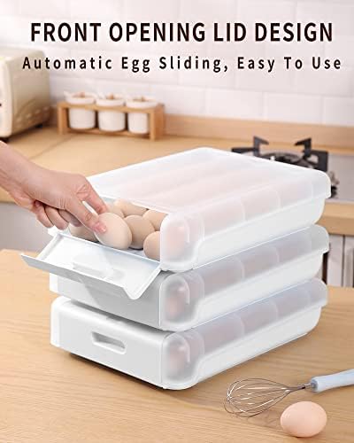 CRKIOB Титуляр за яйца за Хладилник, 42 Контейнер за яйца с автоматична валиране за Хладилник, Кутии за Патица Яйца, за Многократна