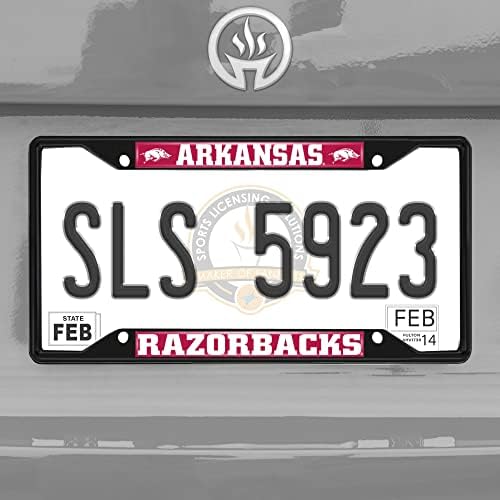 ФАНМАТЫ 31245 Arkansas Razorbacks Метална Рамка Регистрационен номер С Черна Тапицерия