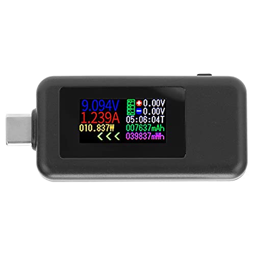 Fafeicy USB C Тестер за напрежение с Мултицет, DC4‑30V 2 в 1 Цветен Дисплей Тип C Волтметър Амперметър, за смарт