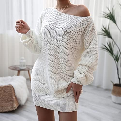 NOKMOPO Рокля-пуловер за жени 2023, Есенно-Зимния Ежедневна Рокля с кръгло деколте и Висока Талия, Чанта,