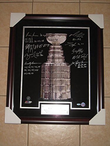 Купа Стенли в НХЛ с автограф 16х20 Снимка в рамка - Подписано на 10-та - Месие, Lemieux, Челиосом, Халлом,