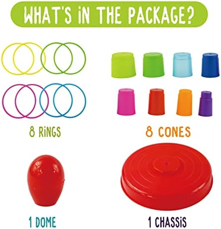 Детска игра Хвърли конусное пръстен с 8 пръстени за хвърляне и пътна чанта, Цветен комплект за ези и активни игри, бърза