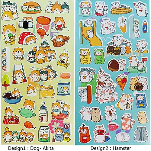 Кавайные стикери - Сладък етикети за водене на дневник - 6 листа, Малки Мультяшные Котки, Кучета, Панди, Мечки, Водоустойчив