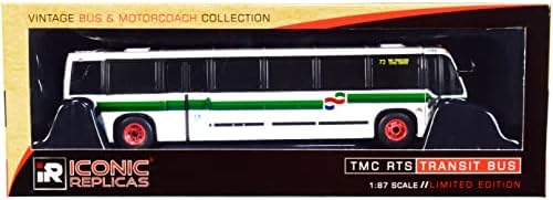 1999 Транзитен автобус TMC RTS #73 San Francisco Civic Center Golden Gate Transit Бял със зелени ивици 1/87 (HO), Монолитен под налягане модел от Iconic Replicas 87-0317