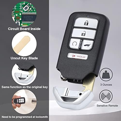 Keymall Смарт Ключодържател Без ключ Дистанционно Стартиране на Замяна за Honda Pilot -2018 за Civic и CR-V 2017-2020 KR5V2X 5 Бутона 433 Mhz ID47 Чип