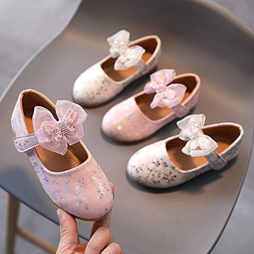 Обувки, Кристални обувки, Тънък Детски Обувки на Принцесата за малки Момичета, Детски обувки с пеперуда и възел, Детски обувки (Бежово, 15-18 месеца)