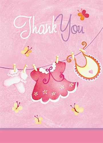 Розови Картички с Благодарственными Бележки за душата на Детето за момичета на Въжето за дрехи, на 8 карата