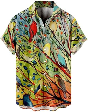 XXBR Хавайски Ризи за Мъже, Плажна Риза Aloha с Къс ръкав, Летни Ежедневни Ризи с Копчета С Цветен Модел, Евтини