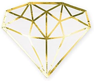 За еднократна употреба Хартиени Чинии за Партита WEDDINGSTAR Small Diamond - Злато - Комплект от 8