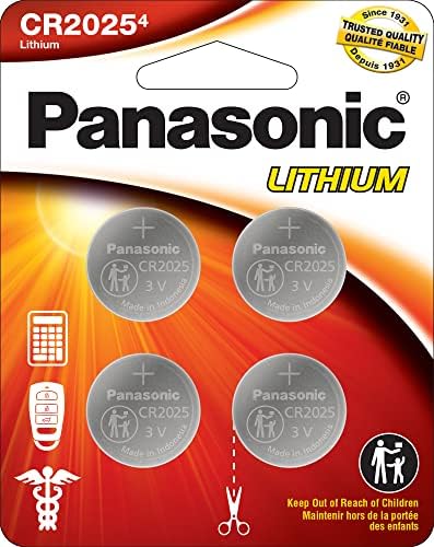 Литиеви батерии Panasonic CR2025 с дълъг срок на служба 3,0 Волта, защитени от деца Стандартна опаковка, 4 Батерии