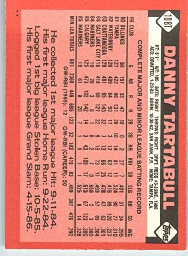 1986 Топпс Търгувам #108 Т Дани Тартабулла, Ню Йорк Планина Сиатъл Маринърс Бейзбол