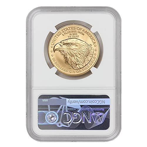 Мента 2021 година, без знака на монетния двор 1 унция злато American Eagle MS-70 (Ранни издания - Портретен тип 2) от CoinFolio за 50 долара NGC MS70