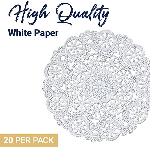 Дантелени Хартиени салфетки Кръгли Royal Consumer Medallion, 8 инча, Опаковки по 20 броя (B23004), бял