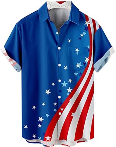 Bmisegm Летни Ризи за Плуване за Мъже, Мъжки Модерен Флаг на Деня на Независимостта, 3D Дигитален Печат, Персонални Тениска С Къс Ръкав