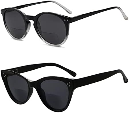 Eyekepper Спестете 10% на 2 опаковки бифокальных слънчеви очила Sunshine Readers Oversize Round Cat Eye Black +
