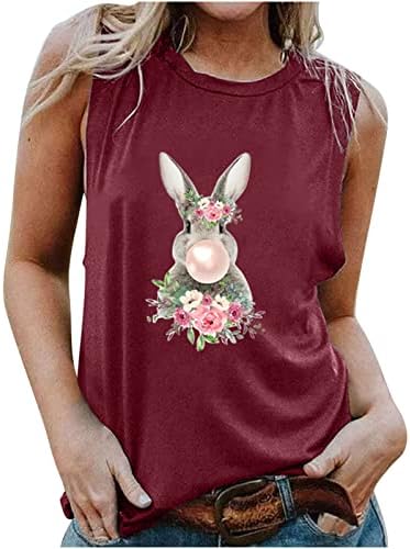 Дамски Великденски Ризи Сладък Бъни Rabbit Графични Върховете на Бретелях Без Ръкави, Ризи в Бретелях, Всекидневни
